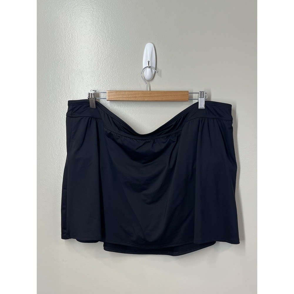 Lands End Swim Skirt/Skort Size 24W Plus Solid Black Elastic Waist Pull On